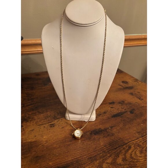 Vintage C. Blanc Reversible Pendant Necklace Watch on One Side, Purple Cabochon - Picture 6 of 16